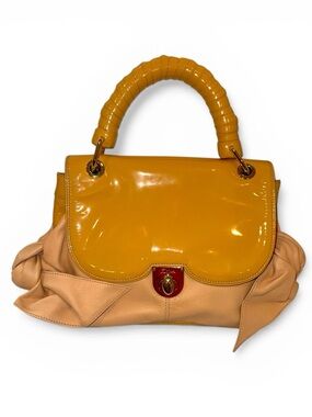 Z Spoke by Zac Posen Patent & Leather Top Handle Satchel in Mustard/Peach